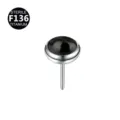 Κόσμημα Piercing Τιτανίου F136 Μαύρη Πέτρα Labret Σκουλαρίκι Αξεσουάρ Piercing - 4mm / Μαύρο (Μόνο Επάνω Μέρος)