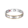 Detailweergave van magnetische schakelarmband met therapiemagneten aan de binnenkant - Zilver-Goud Mix