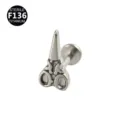 F136 Titan Schere Labret Piercing Stift Fuer Knorpel Ohrring Koerper Schmuck Artikel - Scherenstil (Stil 2) / 1.2x6mm (Innengewinde M0.9) / Silber