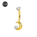 Piercing Ombligo Luna Circonio Titanio Oro Joya Cuerpo Variante Producto Elegante - 1.6x10mm / Luna Dorado