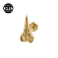 F136 Titan Schere Labret Stecker, sterile Body Piercing Schmuck für Ohr und Lippe Piercing. - Scherenstil (Stil 2) / 1.2x6mm (Innengewinde M0.9) / Gold