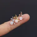 Stainless steel flower cartilage piercing stud earrings silver gold rose gold color options - Thin Post Flower (No.3) / Silver - 1 Pc