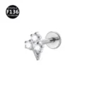 F136 Titanium Labret Piercing Oorstekers met Zirkonia Kristallen en Interne Schroefdraad - Stijl 3 / 1.0x6mm Schroefdraad M0.9 / Zilver