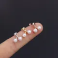 Stainless steel pearl faux pearl cartilage earring studs, dainty body piercing jewelry. - Fashion Double Pearl (No.5)
