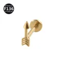 Titanium Pfeil Labret Stud Body Piercing Schmuck Flach Rücken Knorpel Tragus Ohrring 16G - Pfeil-Stil (Stil 3) / 1.2x6mm / Gold