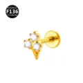 F136 Titaan Ijsjesvorm Zirkonia Labret Pin Kraakbeen Piercing Lichaamssieraden Top - Stijl 3 / 1.2x6mm Schroefdraad M0.9 / Goud