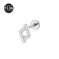 F136 Titanium Zirkonia Labret Knop Oor Kraakbeen Piercing Lichaam Sieraad Artikel Mooi - Stijl 4 / Alleen kopstuk (zonder staafje) / Zilver