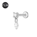F136 Titanium Zircon Marquise Dangle Labret Stud Ear Cartilage Body Piercing Jewelry - Head Only (Without Post) / Marquise Pendant Silver