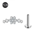 Titanium F136 Piercing Schmuck Zirkonia Blumen Labret Stecker Ohr Knorpel Piercing - Nur Kopf / Silberne Blume