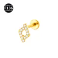F136 Titanium Labret Piercing Steker met Schitterende Zirkonia voor Oor en Lip Sier - Stijl 4 / Alleen kopstuk (zonder staafje) / Goud