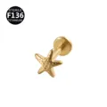 F136 Titan Stern Labret Piercing Schmuck, goldene Knorpel Ohrringe für den täglichen Gebrauch. - Seestern-Stil (Stil 4) / 1.2x6mm / Gold