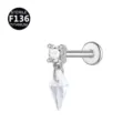 F136 Titanium Zirconia Drop Labret Stud Piercing Jewelry for Body Art Piercing New - Rhombus Pendant (Head Only - Without Bar) / Head Only (Without Post) / Silver
