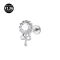 F136 titanium labret knop piercing sieraden zirkonia zonnebloem ontwerp voor oren. - Stijl 5 / Alleen kopstuk (zonder staafje) / Zilver