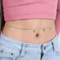 Chaîne de taille argentée avec pendentifs ronds, chaîne de corps minimaliste pour mode plage. - Paillette Argent