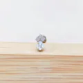 F136 Titan Piercing Labret Stecker mit funkelnden quadratischen Zirkonia geometrisch. - Stil 1 / 1,2*6 mm Gewinde M0.9 / Silber
