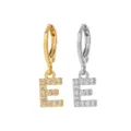 Gold and Silver Tone Letter E Zirconia Hoop Earrings Fashion Jewelry Variant Style - Style E