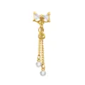 Detalle de piercing de ombligo dorado con lazo de cristal brillante y cadenas colgantes. - 1,6*11 mm / Oro Blanco Lazo