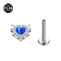 F136 Titan Opal Herz Labret Piercing Schmuck Innengewinde Knorpel Ohrring Oeffnung - Nur Kopfteil (ohne Stab) / Herz OP05