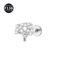 Titanium Boom Vorm Labret Stift Zirconia Kraakbeen Piercing Sieraad Zilver Variant - Stijl 7 / Alleen kopstuk (zonder staafje) / Zilver