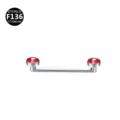 F136 titanium surface bar with red crystal ends for body piercing detail view - Silver Red / 1.6*10*5mm Thread M1.2