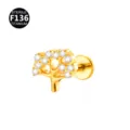 F136 Titaan Boom Zirkonia Labret Stift Oorkraakbeen Piercing Lichaamssieraden - Stijl 7 / Alleen kopstuk (zonder staafje) / Goud