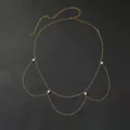 Chaîne de corps multicouche dorée avec perles, chaîne de taille sexy pour bijoux de plage - Or Perle