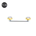 Detail shot of F136 titanium surface piercing barbell featuring dual clear crystal bezels. - Gold White / 1.6*10*5mm Thread M1.2
