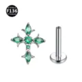 Elegante Titanium Spine Croce Labret Perno Orecchino Verde Zircone Piercing Gioiello - Croce di spine / Solo Parte Superiore (Senza Perno per Orecchino) / Argento Verde