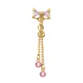 Elegante Piercing Ombligo de Acero Dorado con Lazo y Circonita Rosa y Cadena Colgante - 1,6*11 mm / Lazo Oro Rosa