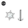F136 Titan Kristall Opal Schneeflocke Labret Piercing Schmuck für den Ohr Knorpel. - Nur Kopfteil (Ohne Stecker) / Schneeflocke OP17