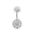 Elegante anillo piercing ombligo de acero inoxidable con flor de circonita brillante joya - 1,6*11 mm / Loto Plateado Blanco