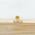 Titanium Labret Piercing Ohrring Knorpelstecker mit gebogenem vier Stein Zirkon Design. - Vierkant-Diamant-Bogenstil (Stil 3) / 1,2*6 mm Gewinde M0.9 / Gold