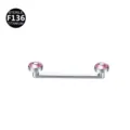 Titanium F136 surface piercing barbell with pink crystal ends, dermal anchor top jewelry. - 1.6*10*5mm Thread M1.2 / Silver Pink