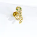 Goldfarbener Schlangen Knorpel Piercing Stecker mit funkelnden Zirkonias und Schraubkugel. - Schlange Gold Stil (NO.26 Gold Schlange) / 1.2x6mm (Stabdicke x Länge)