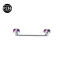 F136 titanium surface barbell body piercing jewelry with purple crystal dermal anchor. - 1.6*10*5mm Thread M1.2 / Silver Purple Blue
