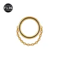 Titanium steel double chain piercing earrings gold cartilage hoop body jewelry for women - 1.2x6mm / One Chain Without Rhinestones Gold