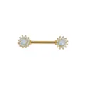 Stainless Steel Opal Flower Nipple Ring Body Piercing Jewelry Gold Tone Crystal - 1.6*16mm / Gold OP26