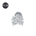 Titan F136 Zirkon 4-Zackiger Stern Piercing Ohrring Knorpel Helix Körperschmuck SKU - Pflaumenform / Nur Kopf / Silber