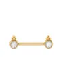 Gold Stainless Steel Nipple Ring Barbell Body Piercing Jewelry with Clear Crystal Stones - 1.6x14mm Bar / No. 1 Gold