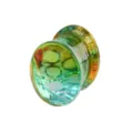 Glas Ohrdehner Detailansicht, farbige Quallen Design Koerperschmuck Nahaufnahme Ansicht. - Oval Mehrfarbig (M2565) / 8mm