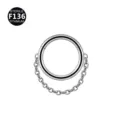 Titanium hinged segment ring with chain dangle piercing jewelry for women daily wear stylish. - 1.2x6mm / One Chain Without Rhinestones Silver