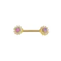 Stainless Steel Opal Flower Nipple Ring Body Piercing Jewelry Sparkle Zircon Crystal - Gold OP38