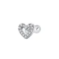Silver Zircon Heart Microdermal Piercing Top 316L Steel Body Piercing Accessory - Heart Shape Silver White / 1.6x2.5mm (Tooth M1.2)