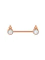 Rose gold stainless steel nipple piercing ring barbell with clear CZ stones and balls. - 1.6x14mm Bar / No. 1 Rose Gold