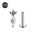 F136 Titan Labret Piercing Stecker Markise Zirkonia Knorpel Ohrring Körperschmuck Top - Karotten-Form / Nur Kopf (Ohne Stift) / Silber