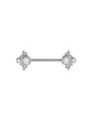 Stainless steel nipple piercing jewelry with sparkling crystal and ball cluster 1.6x14mm - 1.6x14mm Bar / No. 2 Silver