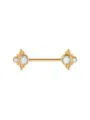 Gold nipple barbell piercing jewelry with clear crystal stones and bead cluster design. - 1.6x14mm Bar / No. 2 Gold