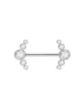 Stainless steel crystal nipple ring body piercing jewelry. Clear cubic zirconia stones. - 1.6x14mm Bar / No.3 Silver