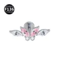 Titan Schmetterling Ohrstecker mit rosa und weissen Zirkonia Steinen fuer Knorpel Piercing. - Schmetterlingsflügel-Stil / Nur Oberteil (Ohne Stab) / Silberrosa