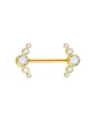 Stainless steel nipple piercing ring with sparkling crystal cluster design for body jewelry. - 1.6x14mm Bar / No.3 Gold